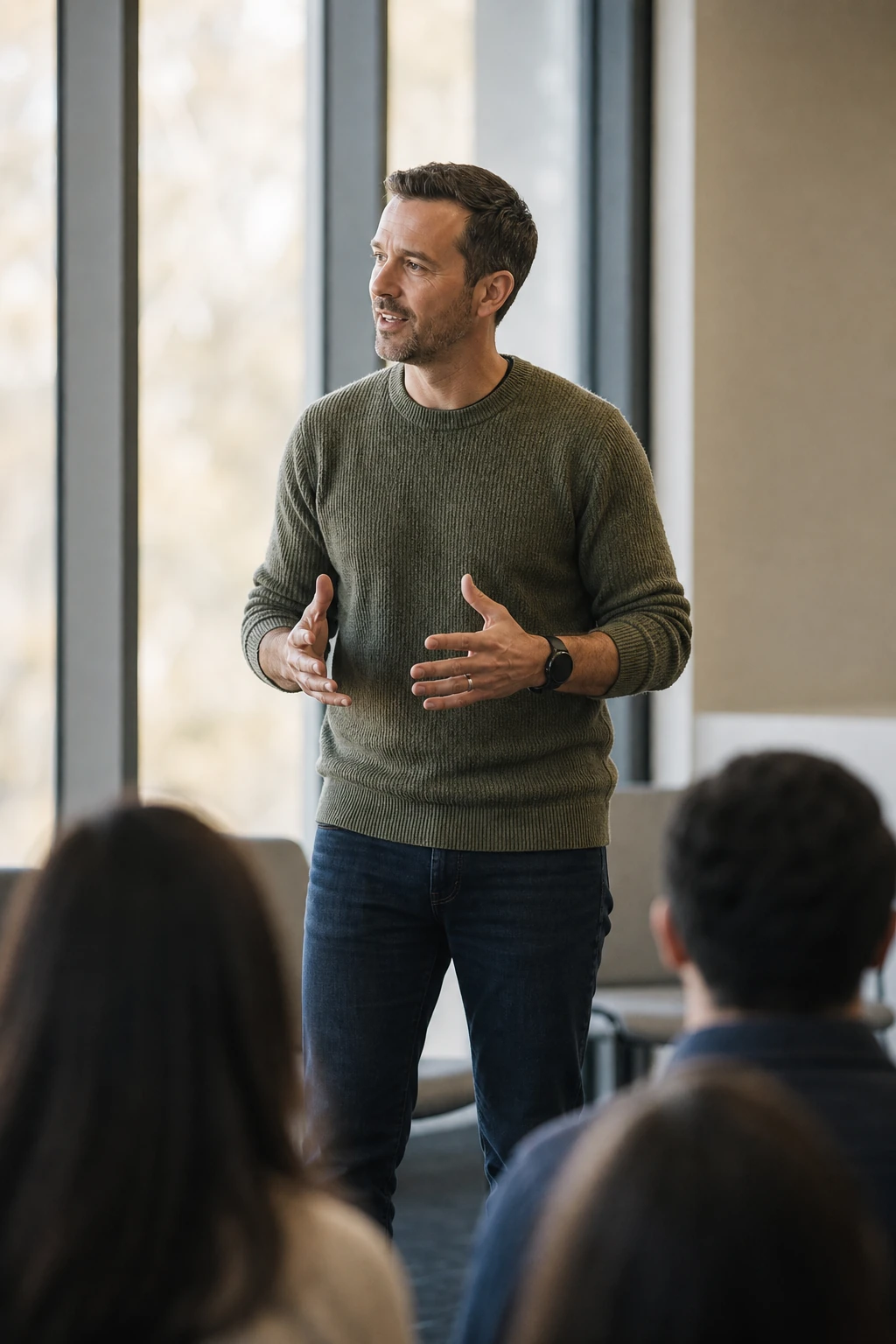 A ministry leader speaking to their congregation